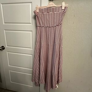 Maeve Strapless Red and White Dress from Anthropologie.